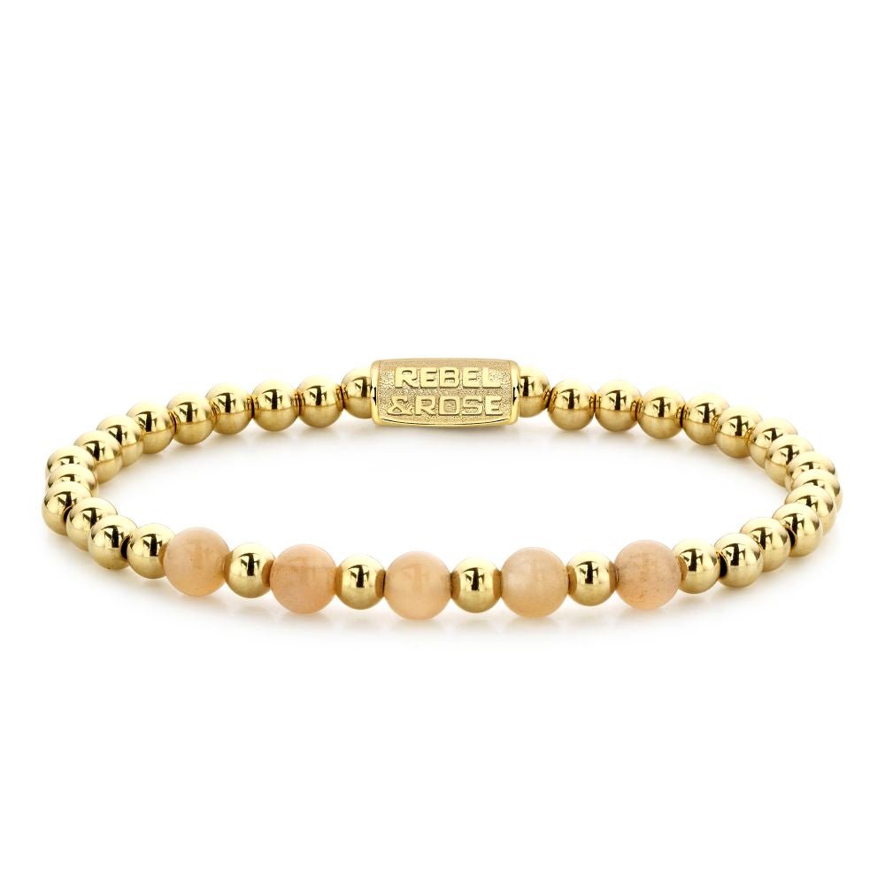 REBEL & ROSE Bracelet - More Balls than Most - Yellow Gold meets Sunset Beach - 6mm
