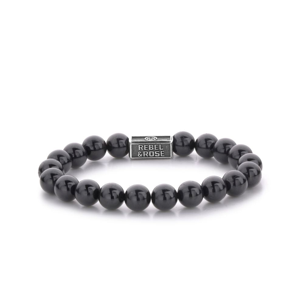 REBEL & ROSE Bracelet - Silverbead - Black Silver - 8mm