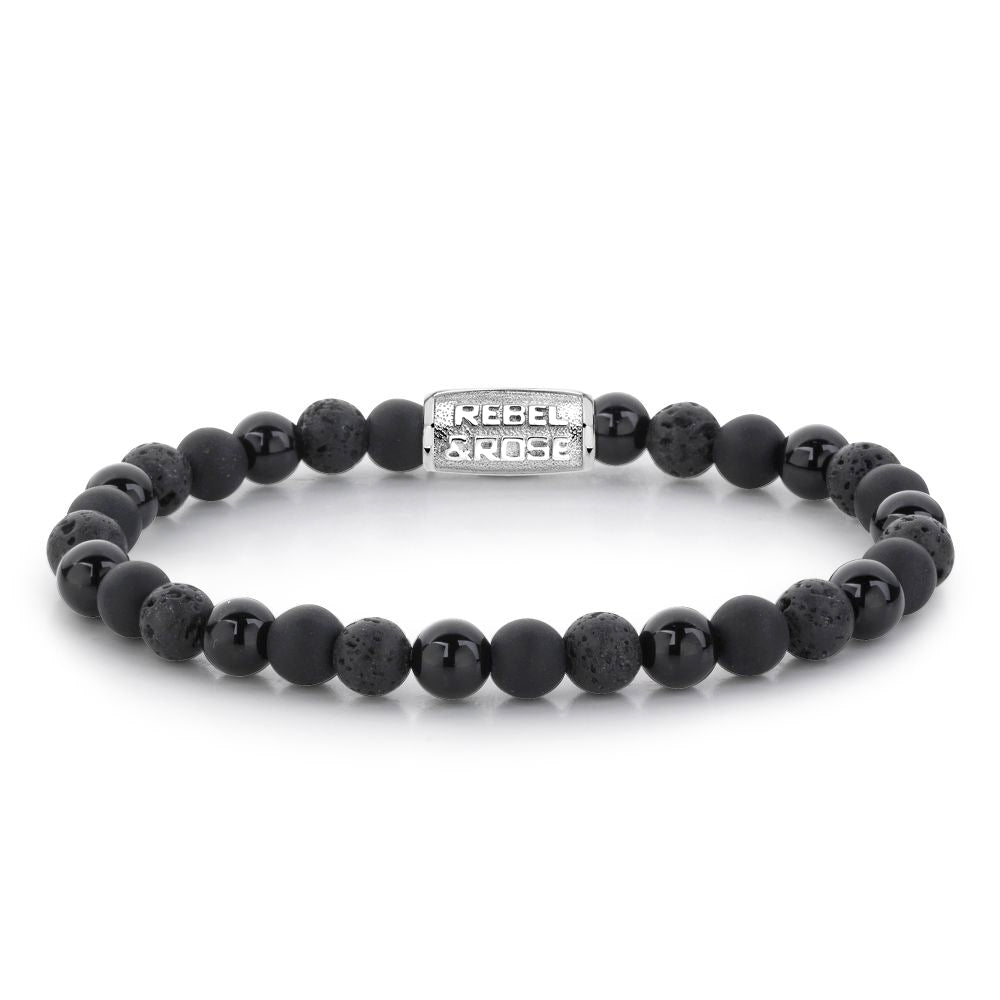 Bracelet REBEL & ROSE - Stones only - Black Rocks - 6mm