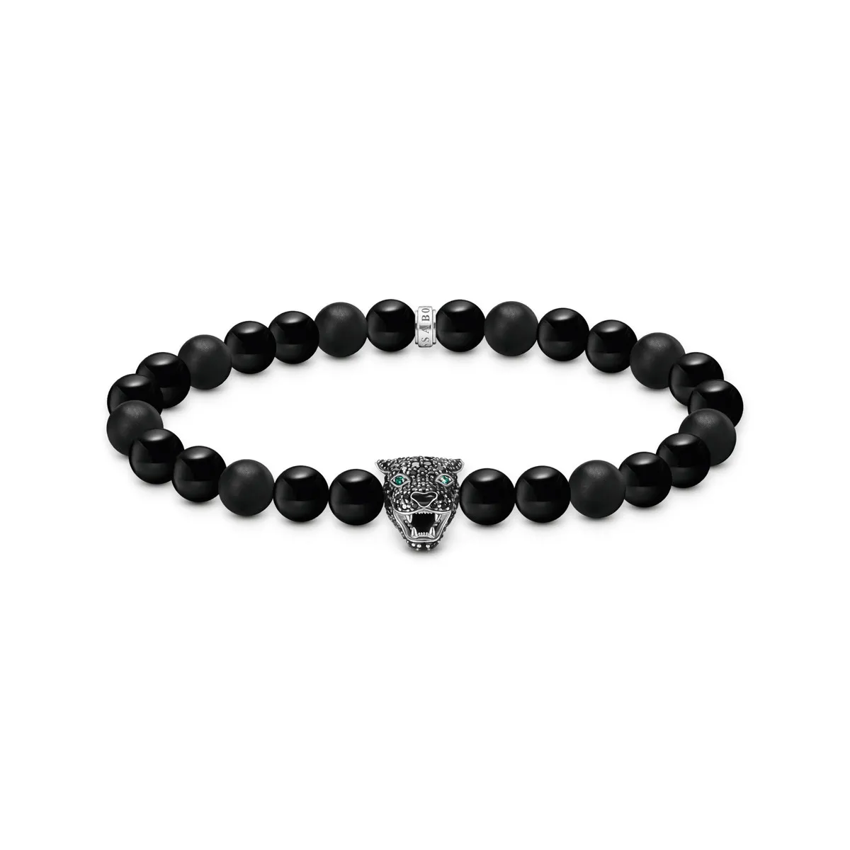 Bracelet THOMAS SABO argent black cat obsidiennes noir