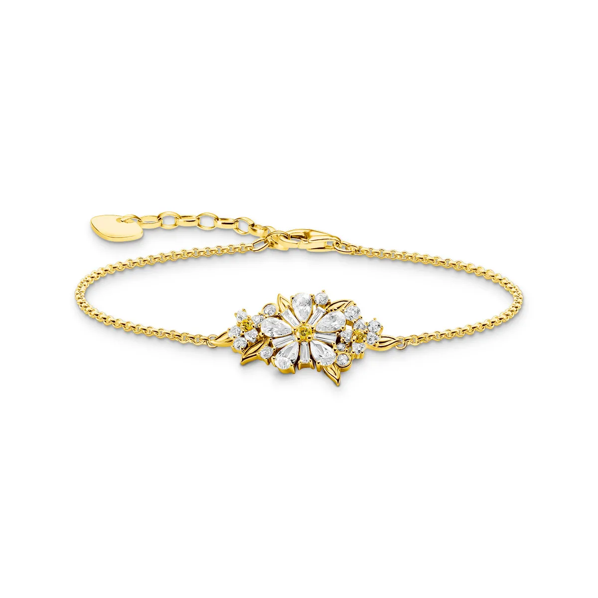 Bracelet THOMAS SABO argent doré jaune fleur oxyde de zirconiums