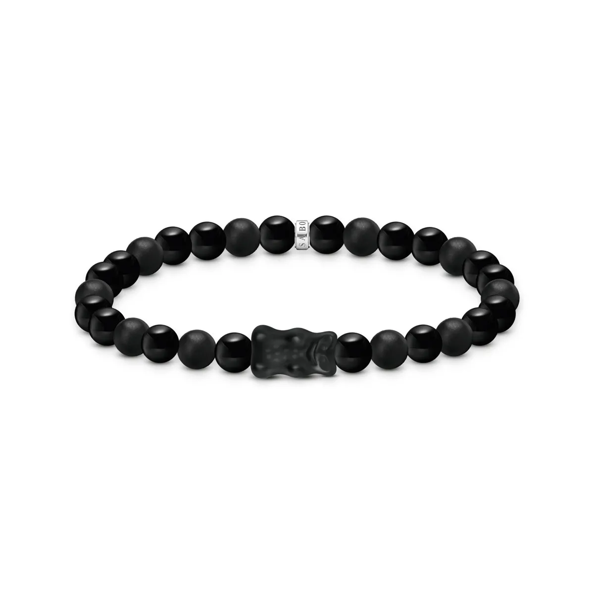Bracelet THOMAS SABO argent ourson obsidiennes noir