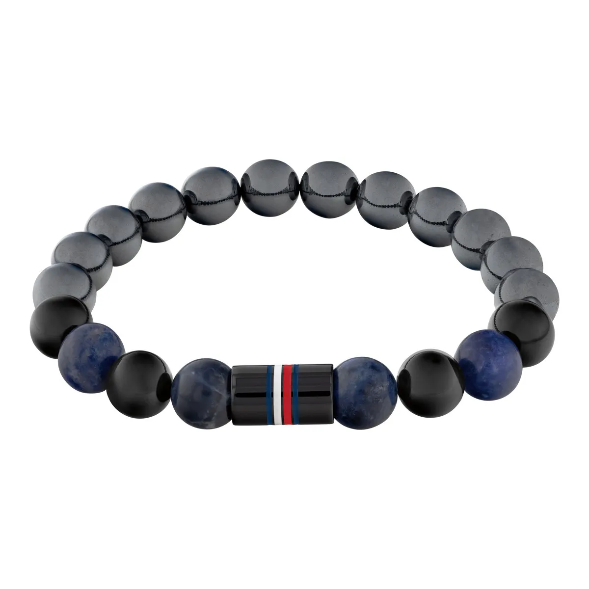Bracelet TOMMY HILFIGER Jameson perles gris bleu longueur 19 cm