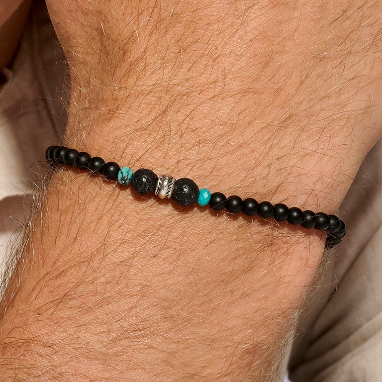 BRACELET HOMME ÉLASTIQUE BLACK-BLUE