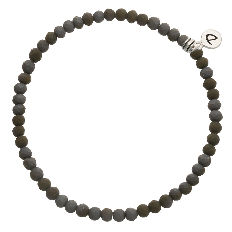 Bracelet Homme Élastique Kaki Gris 4mm