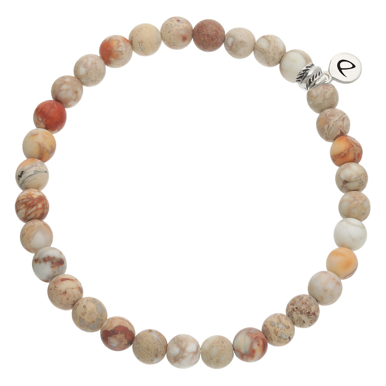 Bracelet Homme Élastique Blanc Crème Jaspe 6mm