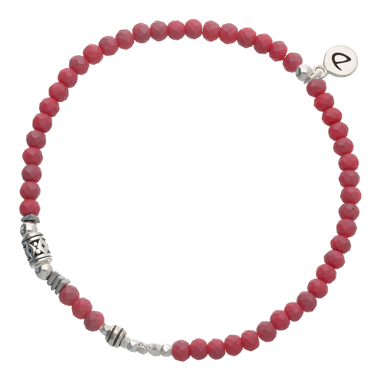 Bracelet Homme Élastique Rouge Framboise Argent 925