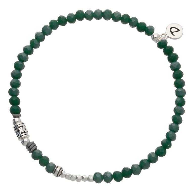 Bracelet Homme Élastique Vert Argent 925