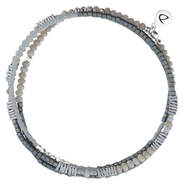 BRACELET HOMME ÉLASTIQUE TRIPLE TOURS GRIS