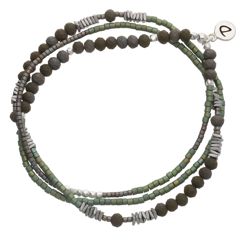 Bracelet Homme Élastique Triple Tours Kaki