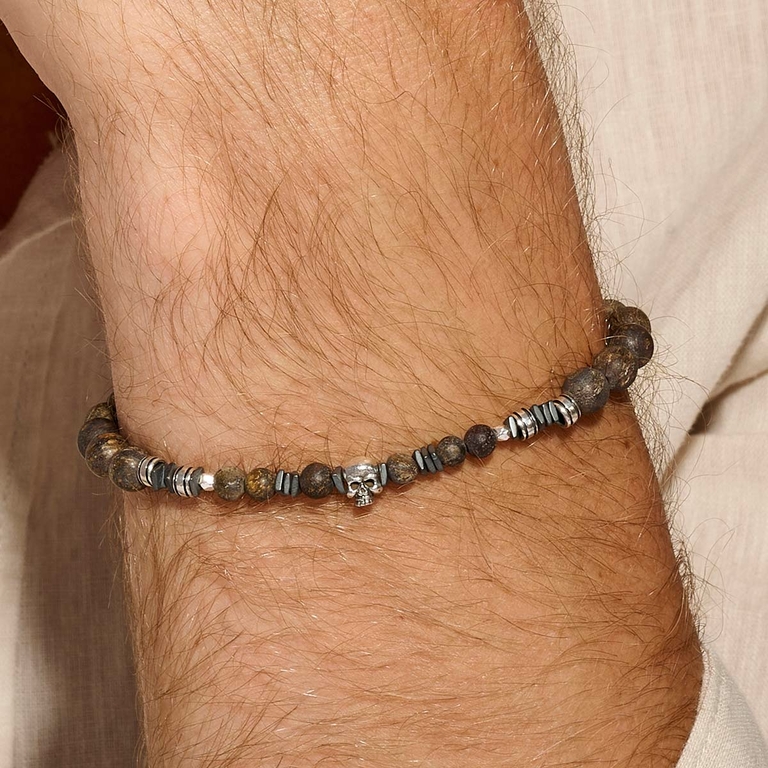 BRACELET HOMME ÉLASTIQUE SKULL CHOCO