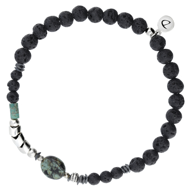 BRACELET HOMME CHARMEUR NOIR TURQUOISE