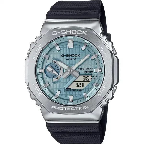 Casio - Montre Homme G-Shock Classic - Connectée Bluetooth - Cadran Bleu ciel - Ref GBM-2100A-1A2ER