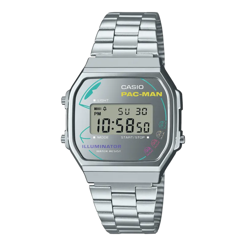 Casio - Montre Homme Pac-Man Édition Limitée grise avec bracelet en acier - Ref A168WEPC-7AER
