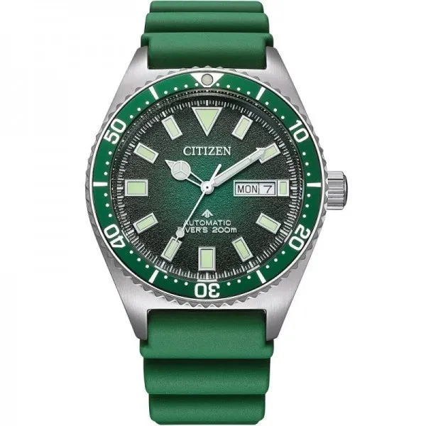 Citizen - Montre Homme - Challenge Diver Automatic - Cadran et Bracelet silicone verts - Ref NY0121-09XE