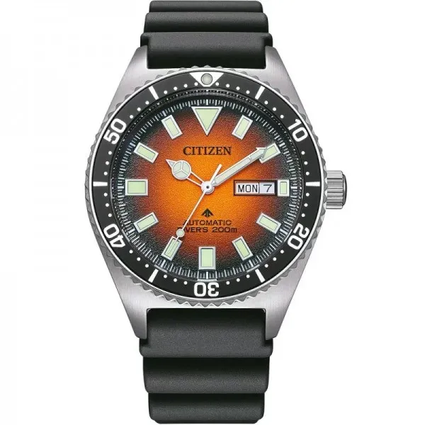 Citizen - Montre Homme - Promaster Marine 41mm - Cadran noir orange - Bracelet silicone - Ref NY0120-01ZE