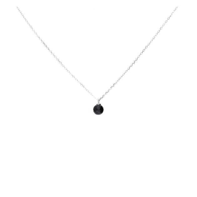 COLLIER CHAÎNE FINE PIERRE NOIRE 6MM