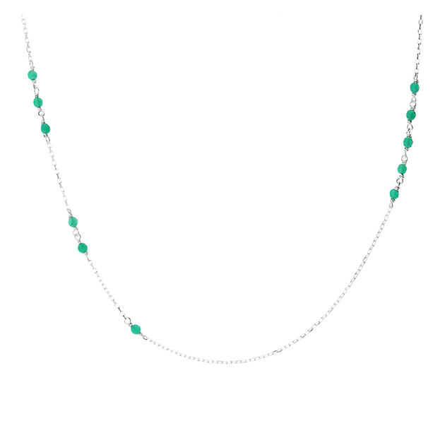 COLLIER CHAÎNE AVEC PERLES ONYX VERT