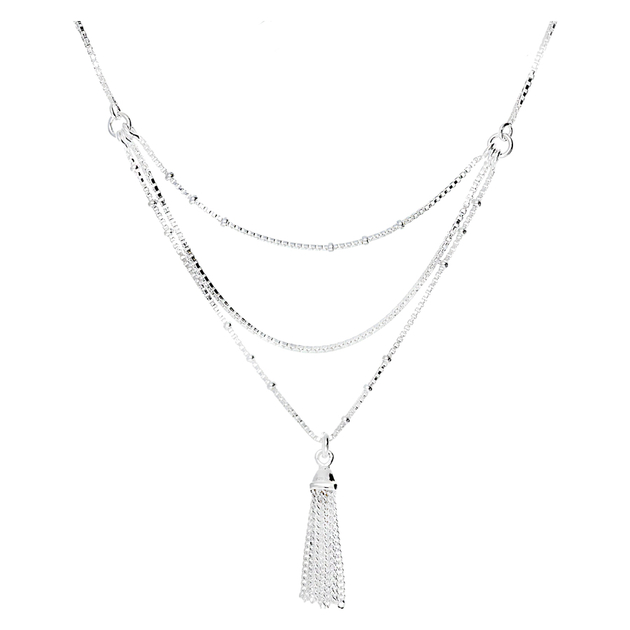 COLLIER TRIPLE RANG POMPON