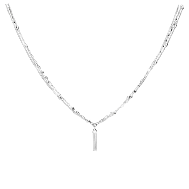 COLLIER 60CM TRIPLE CHAÎNE ET POMPON