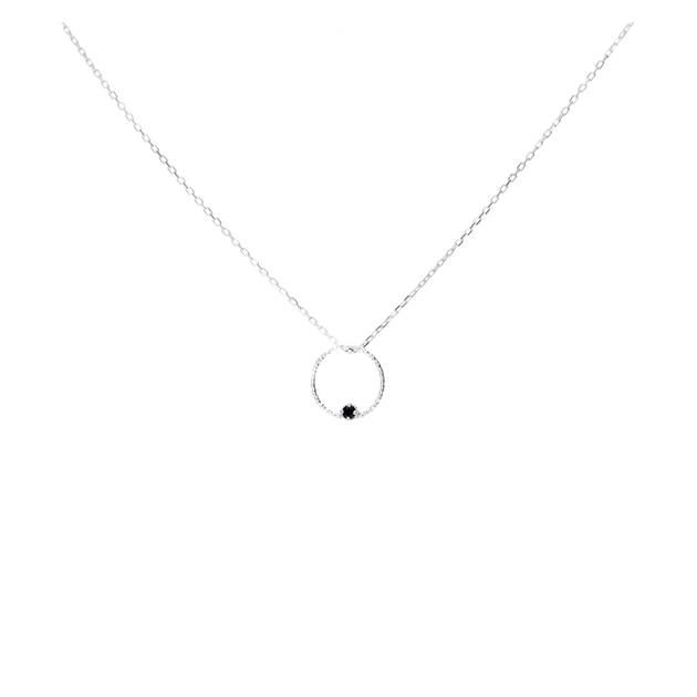 COLLIER ANNEAU ÉVIDÉ PETITE PIERRE NOIRE