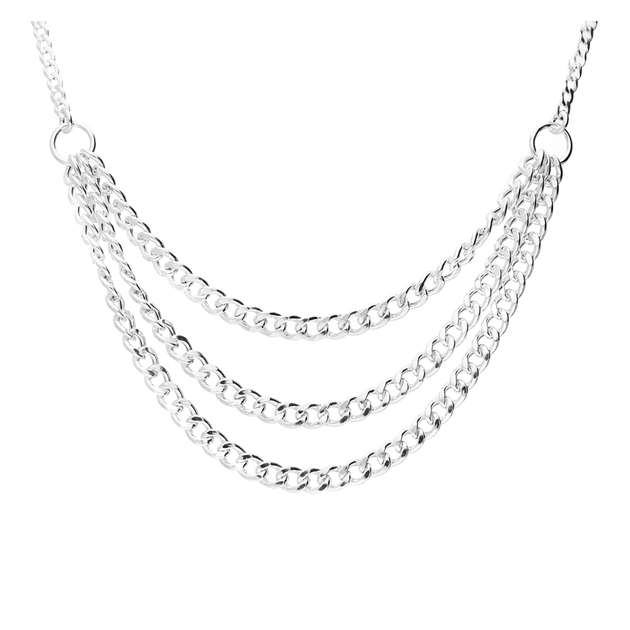 COLLIER TRIPLE CHAINES MAILLE ROCK