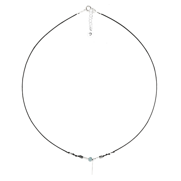 COLLIER BARETTE ANADIA NOIR PERLE VERTE