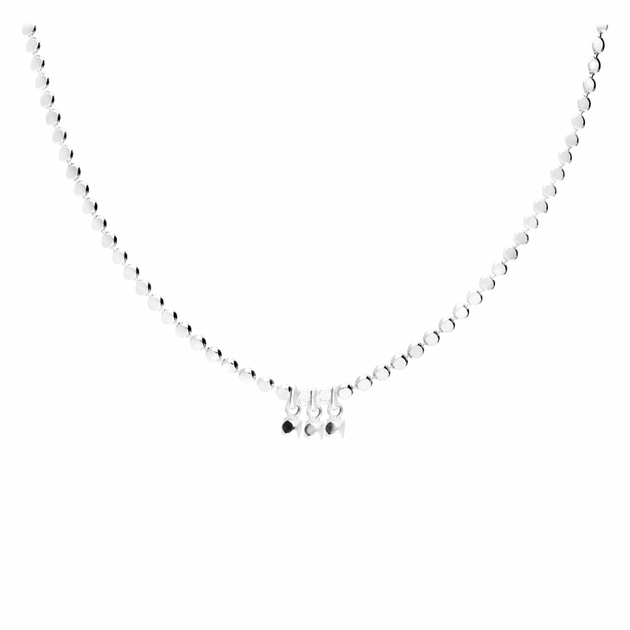 COLLIER TRIPLE PAROS MAILLE RONDE ROCK PLATE