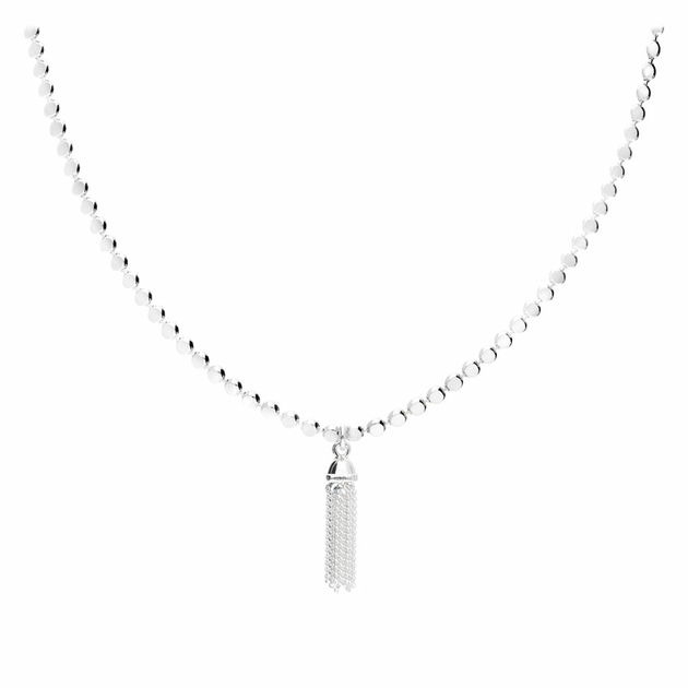 COLLIER POMPON MAILLE RONDE ROCK PLATE