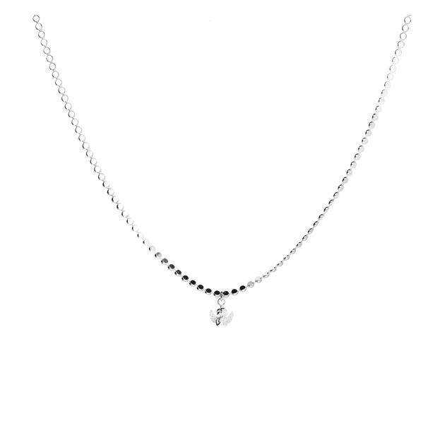 COLLIER MAILLE RONDE ROCK PLATE ANGE