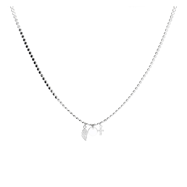 COLLIER MAILLE RONDE ROCK PLATE AILE PASTILLE CROIX