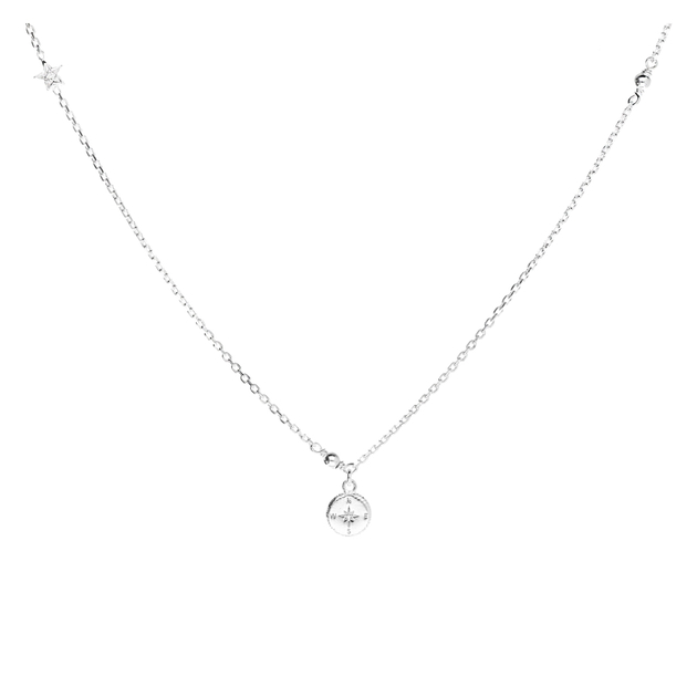 COLLIER CHAÎNE FINE BOULE ETOILE ET ROSE DES VENTS