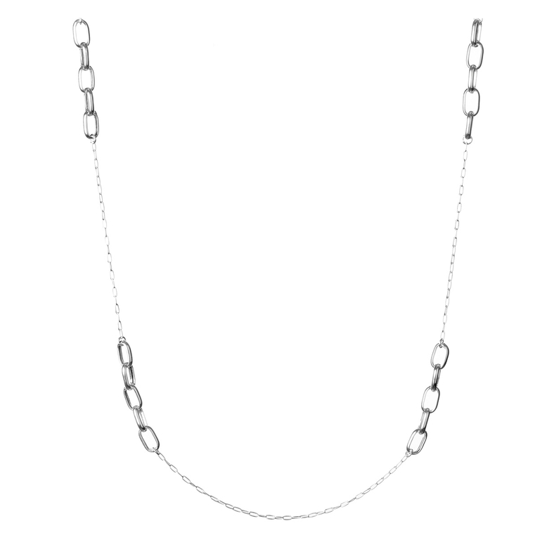 COLLIER SAUTOIR CHAÎNE RECTANGLE EN ARGENT