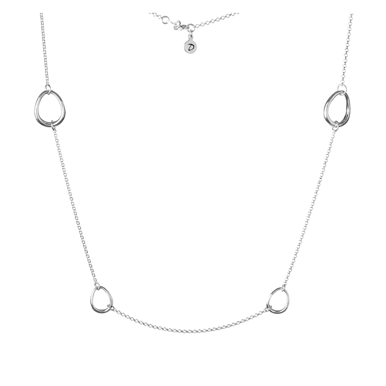 COLLIER ANNEAUX GOUTTES EN ARGENT 60CM