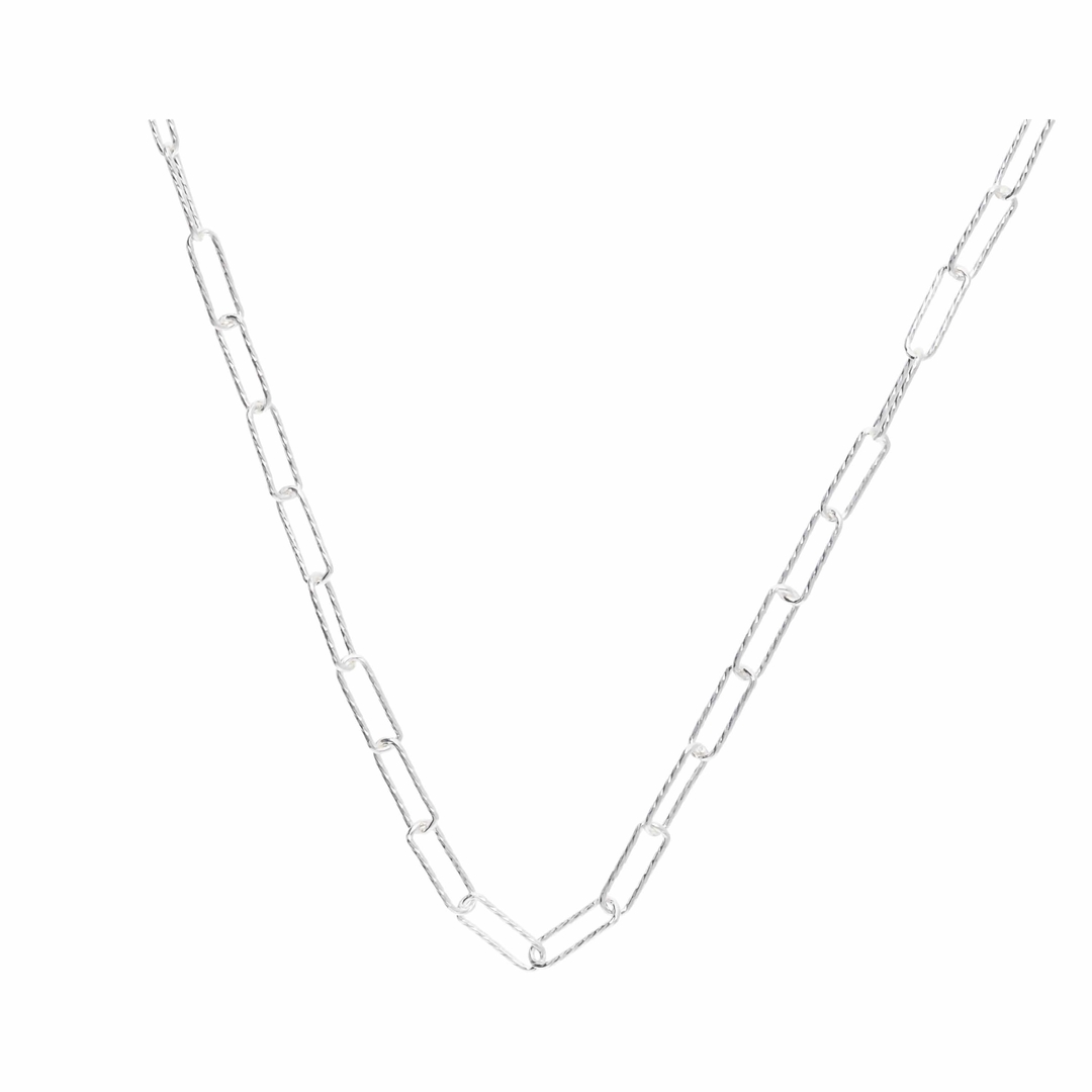 COLLIER MAILLE FINE RECTANGLE CISELÉ PORTICCIO 65CM