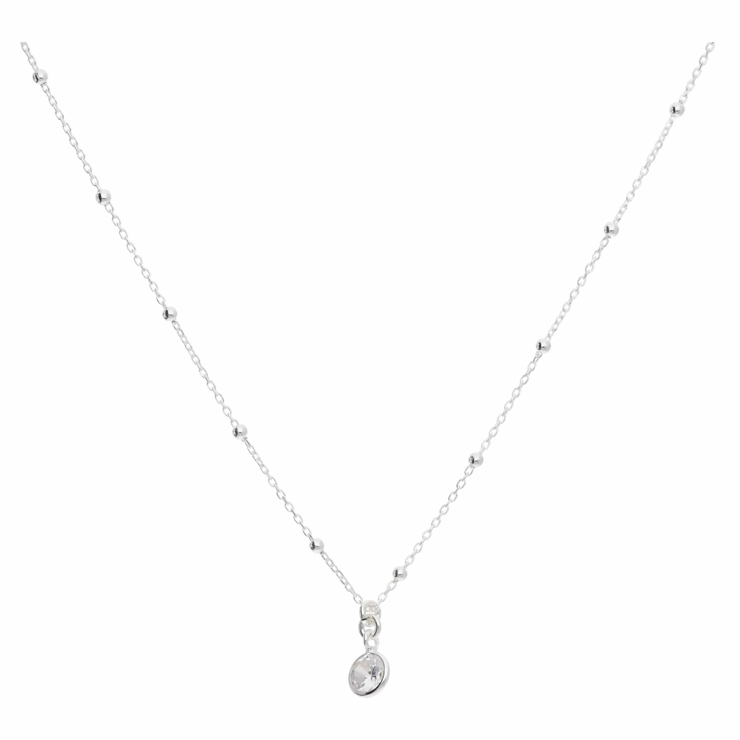 COLLIER CHAÎNE BOULES OXYDE DE ZIRCONIUM 4 MM Argent 925