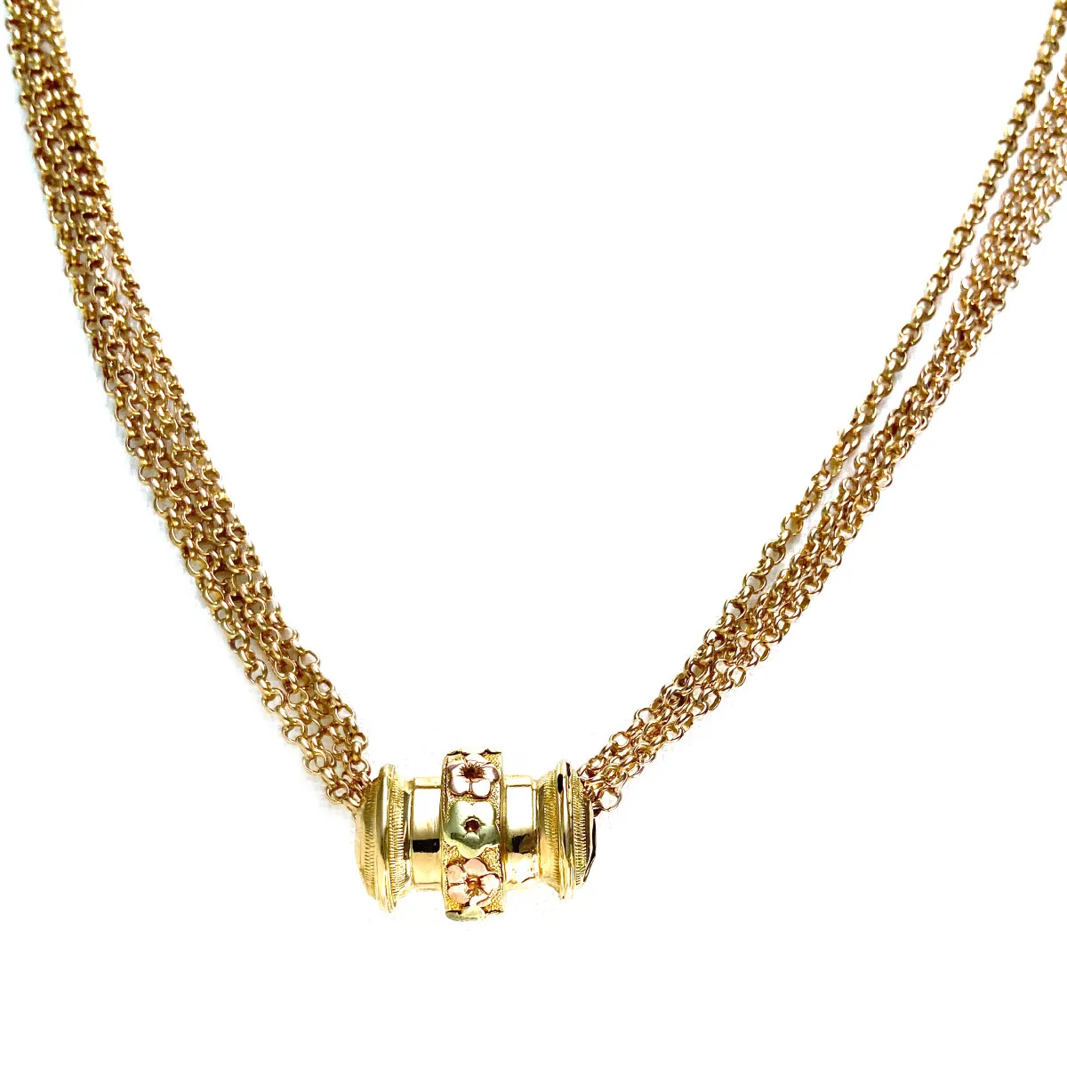 Collier 4 rang d'occasion 2 ors 750 maille jaseron 38,5 cm