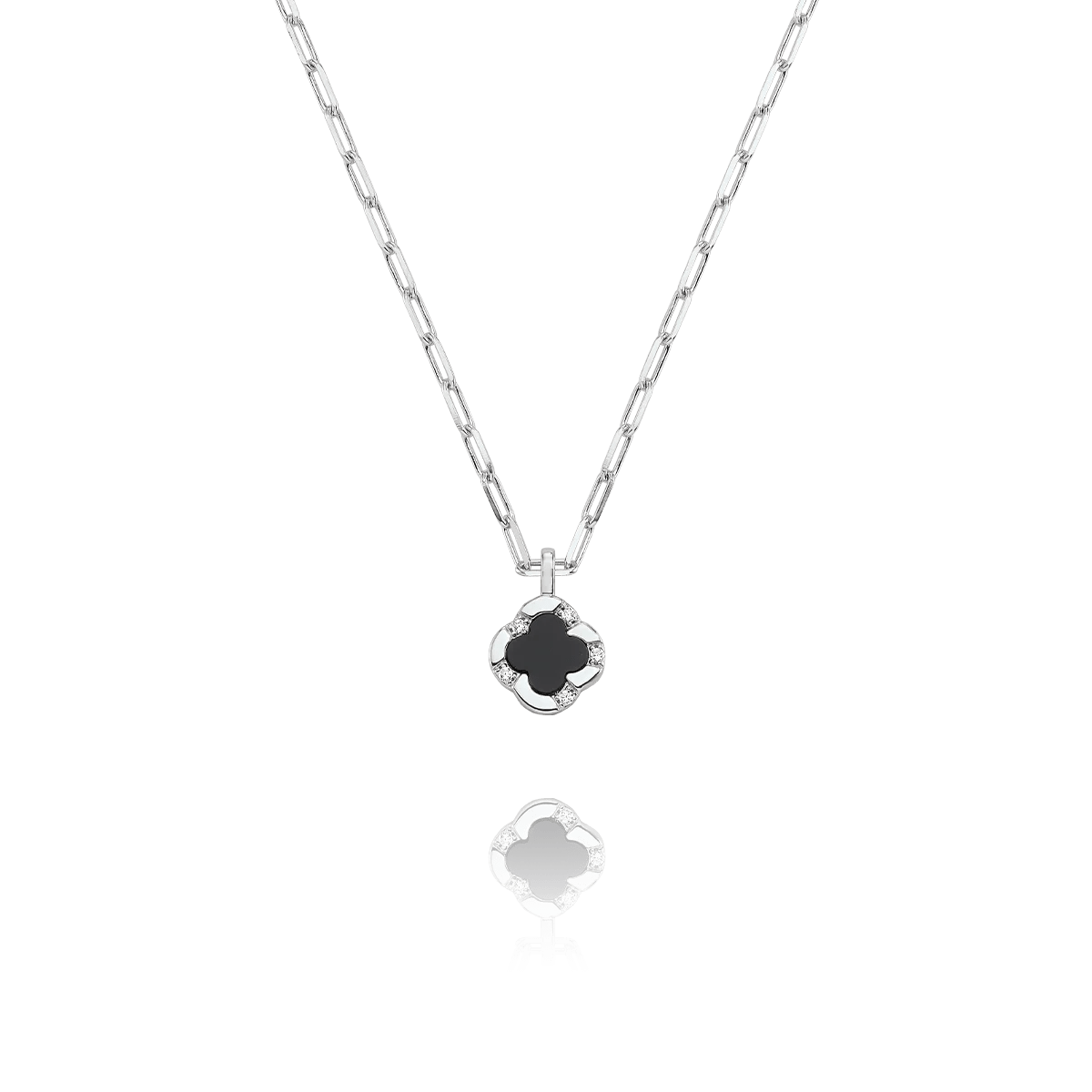 Charles Garnier LEGEND small Black Clover necklace in silver agate