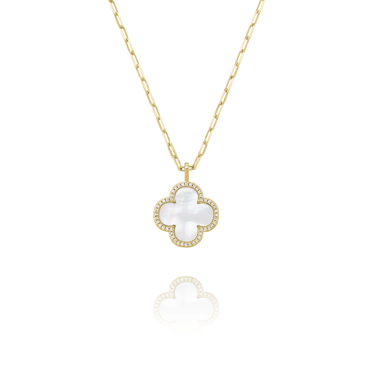 Charles Garnier LEGEND Clover Mother-of-pearl necklace in gold-plated silver with oxides