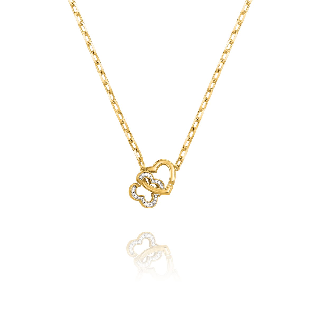 Charles Garnier PASSION Heart & Clover Necklace Gold-plated silver oxides
