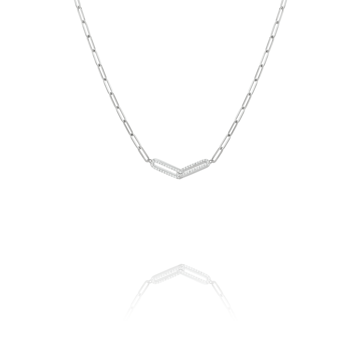 Charles Garnier STYLES Oval Mesh Necklace Silver Oxides