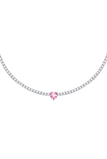 Chiara Ferragni Fairy Tale Necklace Rhodium Plated and Pink Crystal