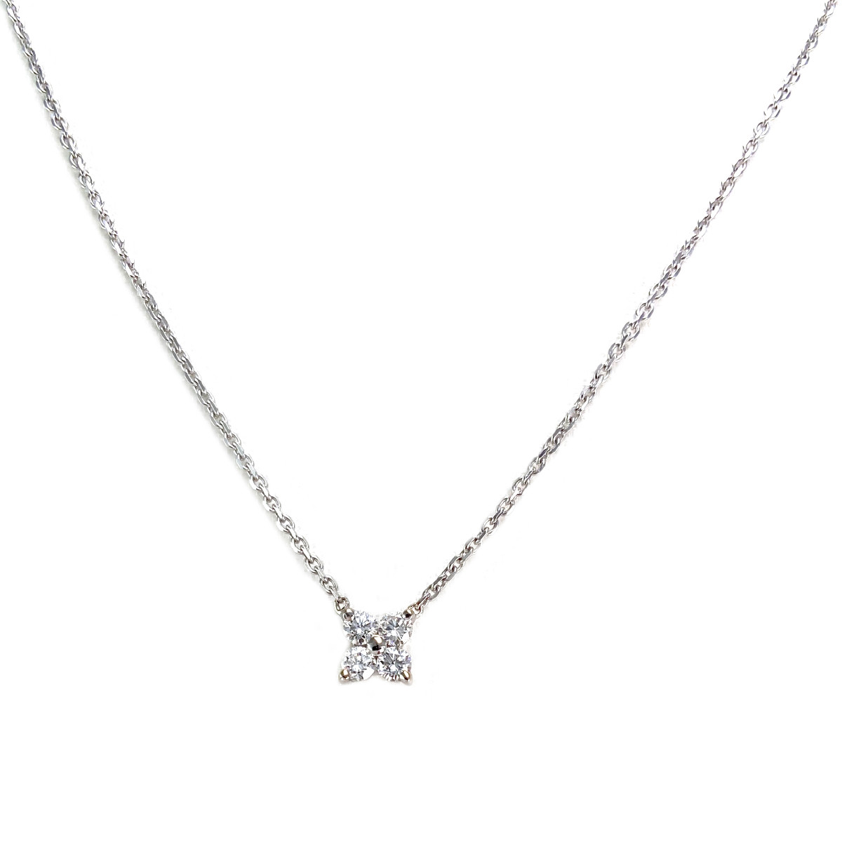 Collier d'occasion or 750 blanc maille forçat diamants 38 cm