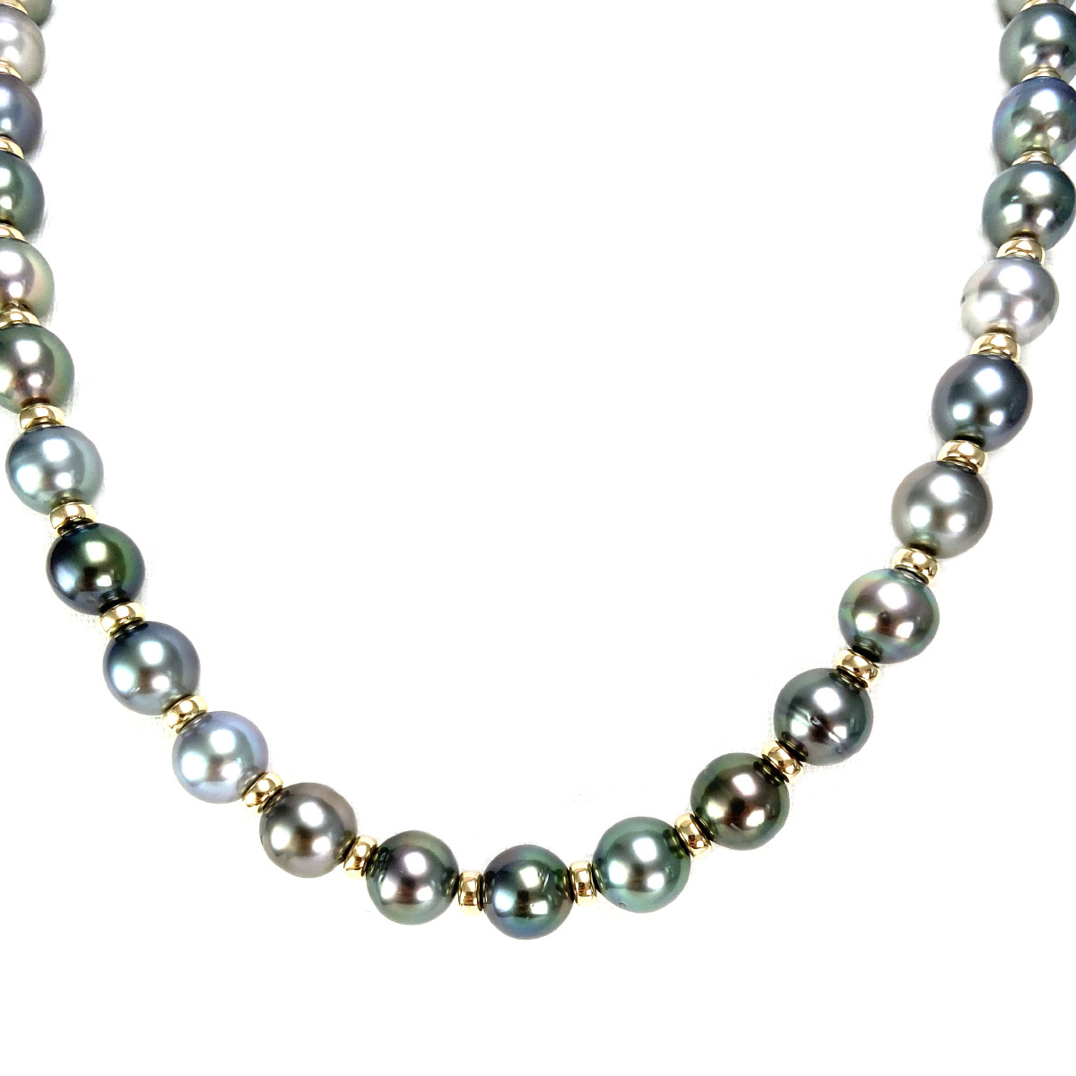 Collier d'occasion or 750 jaune en perles tahiti 45cm