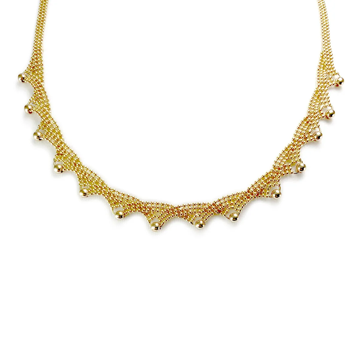 Collier d'occasion or 750 jaune maille boule 42 cm