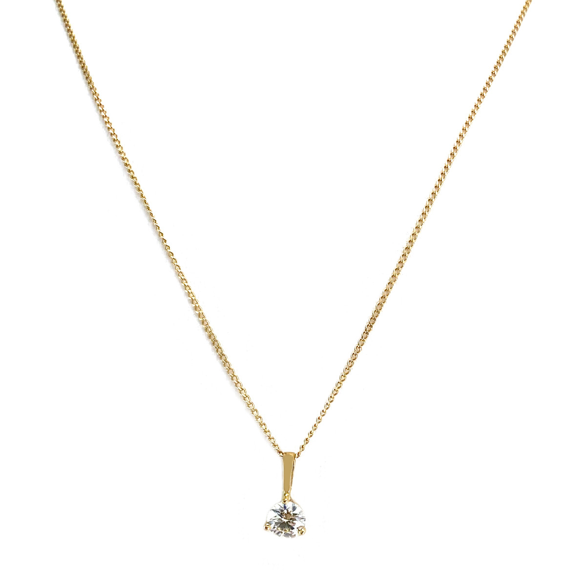 Collier d'occasion or 750 jaune maille gourmette diamant 42 cm