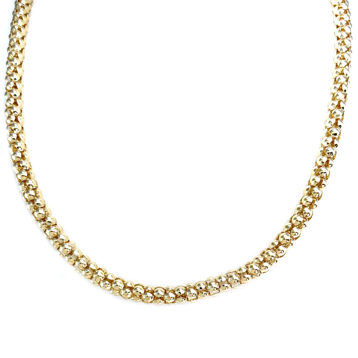 Collier d'occasion or 750 jaune maille pop corn 45 cm