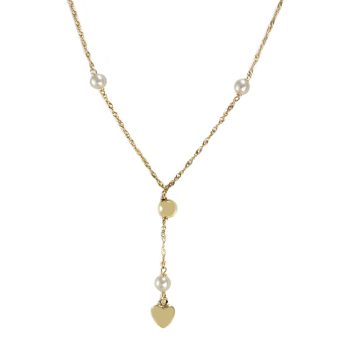 Collier d'occasion or 750 jaune maille torsadée perles de culture 43,5 cm