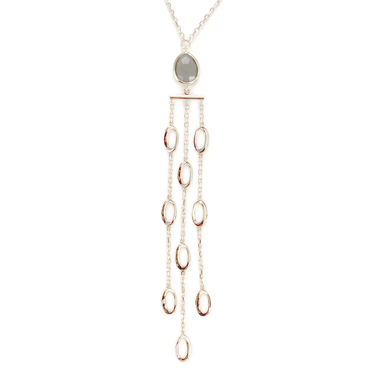 Collier d'occasion or 750 rose quartz fumé 42 cm