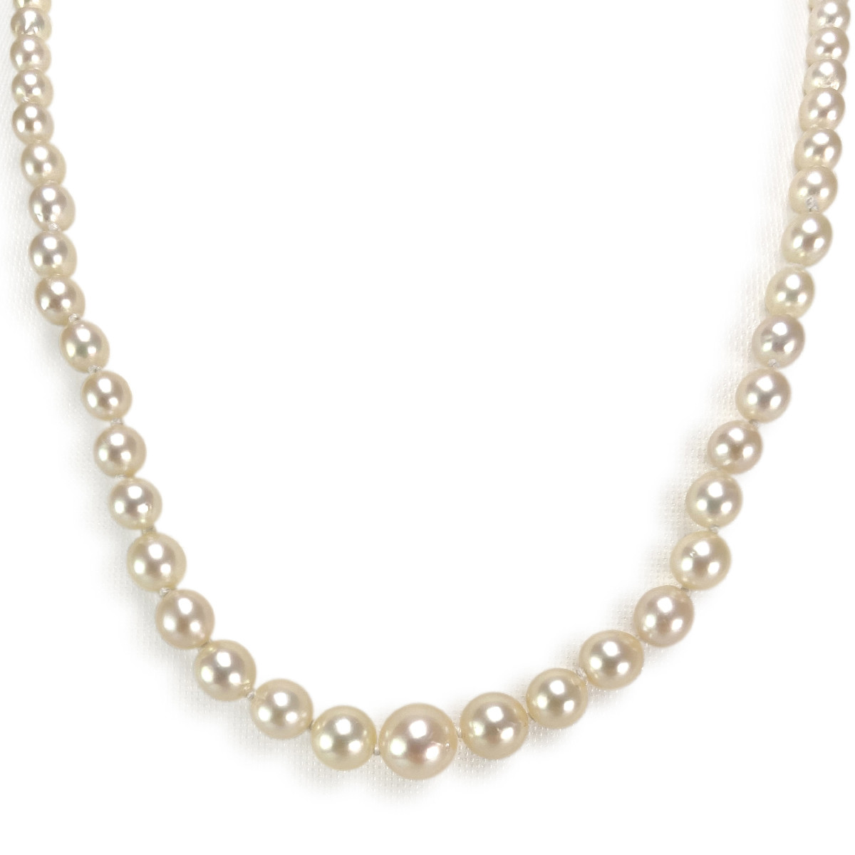 Collier en chute d'occasion or 750 jaune perles de culture du japon 48 cm